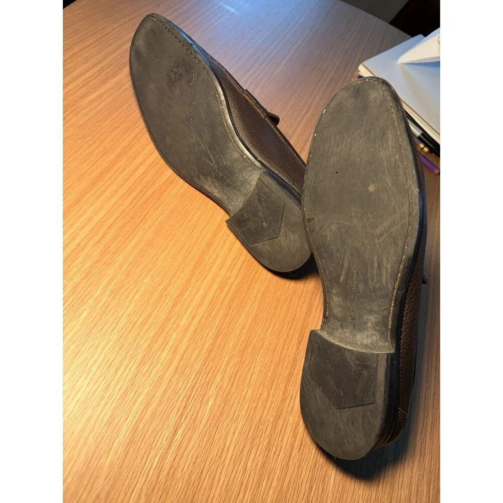 Salvatore Ferraro Men’s Brown Pebbled Leather Loafers Size 6 EEE Italy